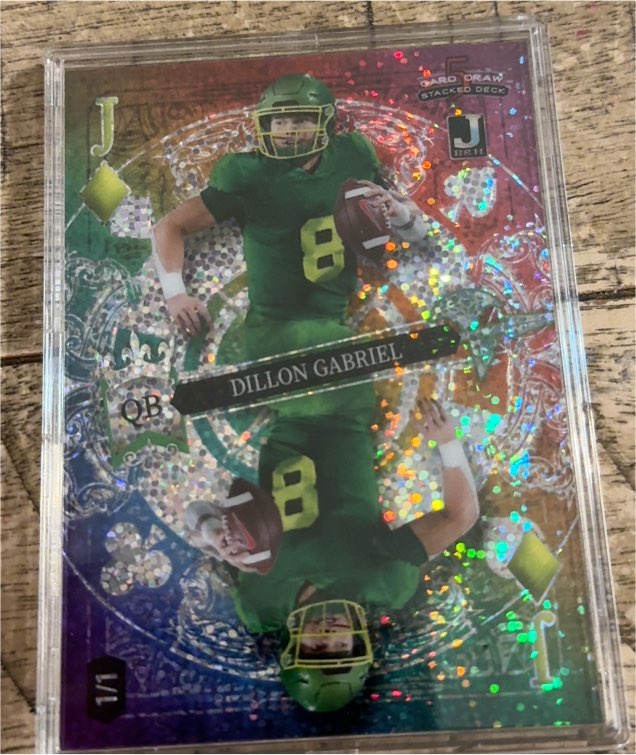 2023 Wild Card 5 Card Draw Stacked Deck Dillon Gabriel 1/1 Jack of Diamonds Mirror — front