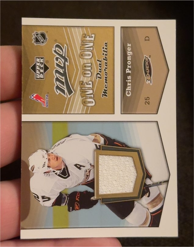 2007-08 Upper Deck MVP One on One Dual Memorabilia #OOPJ Chris Pronger / Ed Jovanovski — front
