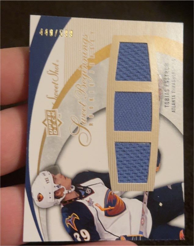 2007-08 Upper Deck Sweet Shot #146 Tobias Enstrom Rookie Jersey — front