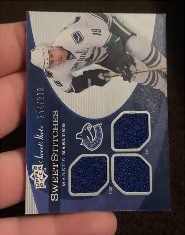 2007-08 Upper Deck Sweet Shot Sweet Stitches Triple Jerseys #SST-MN Markus Naslund — front