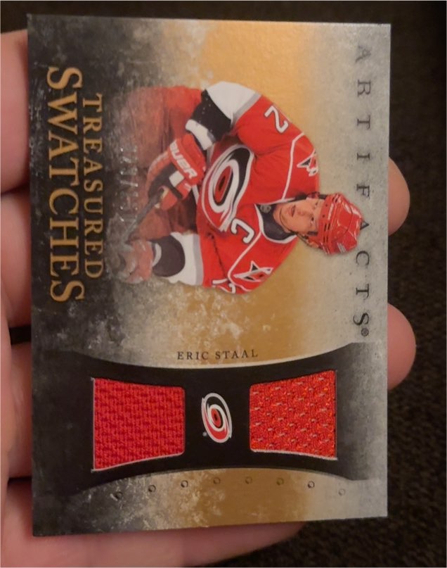 2010-11 Upper Deck Artifacts Treasured Swatches #TS-ES Eric Staal — front