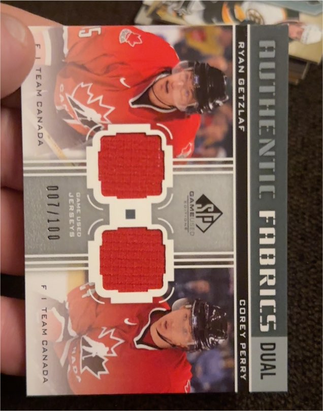 2011-12 Upper Deck SP Game Used Authentic Fabrics Dual Ryan Getzlaf/Corey Perry — front