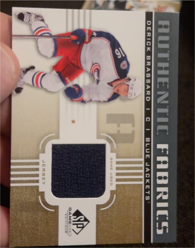 2011-12 Upper Deck SP Game Used Authentic Fabrics #AF-DB Derick Brassard — front