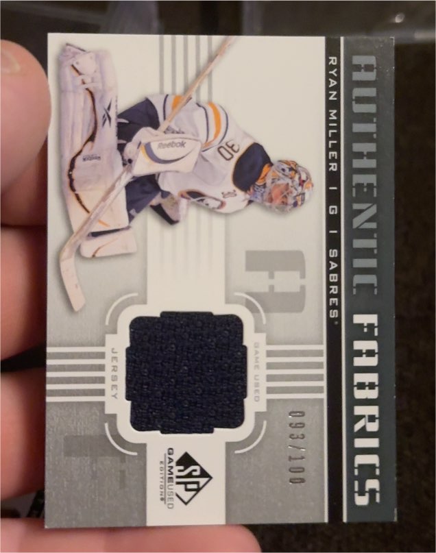 2011-12 UD SP Game Used Authentic Fabrics #AF-RM Ryan Miller — front