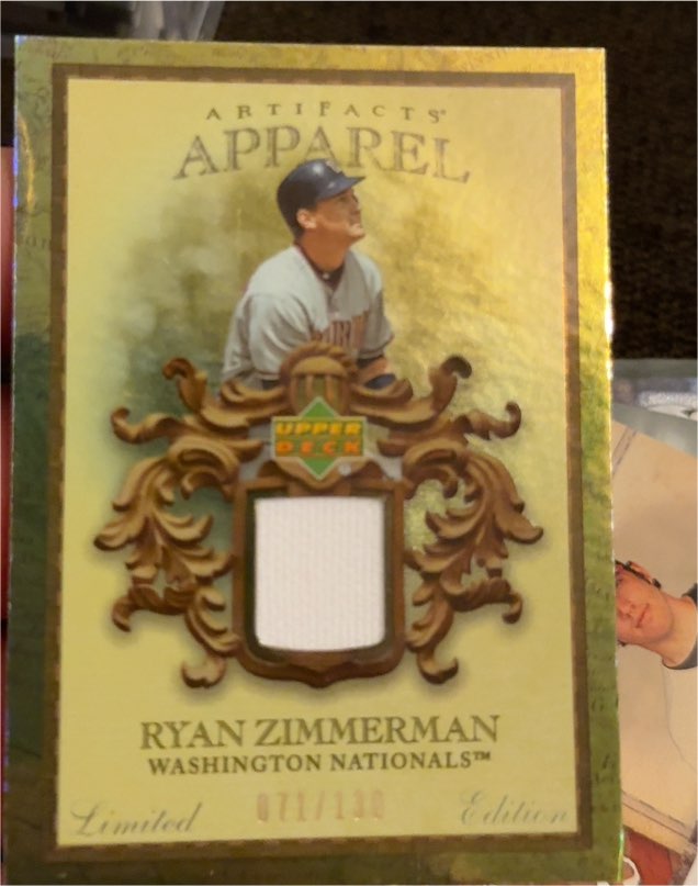 2007 Upper Deck Artifacts MLB Apparel #MLB-RZ Ryan Zimmerman — front