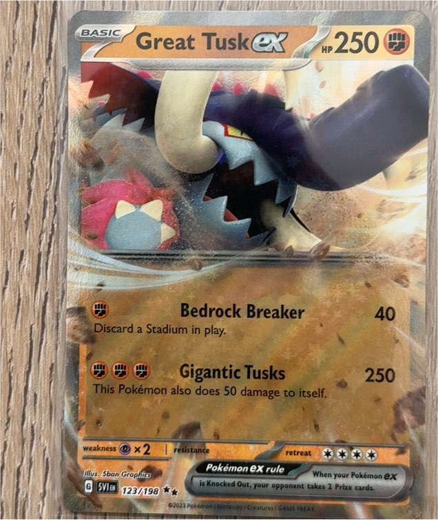 2023 Pokémon TCG Scarlet & Violet Base Set #123/198 Great Tusk ex — front