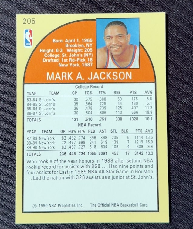 1990-91 NBA Hoops #205 Mark A. Jackson — front