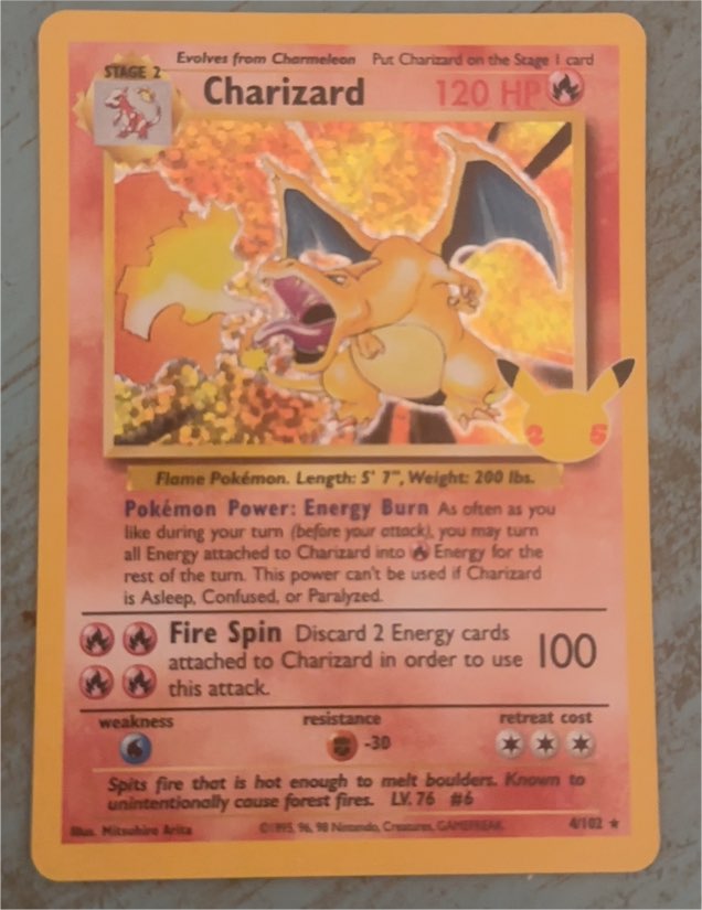 1999 Pokémon Base Set #4 Charizard — front