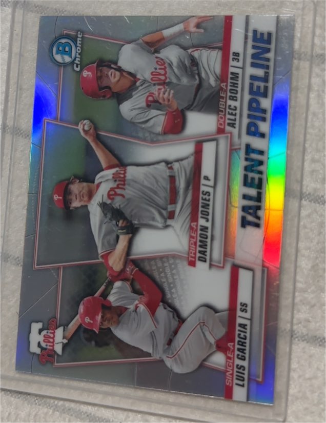 2020 Bowman Chrome #TP-PHI Damon Jones / Alec Bohm / Luis Garcia — front