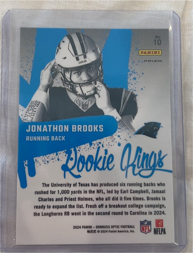 2024 Panini Donruss Optic Football #10 Jonathon Brooks Rookie Kings — front