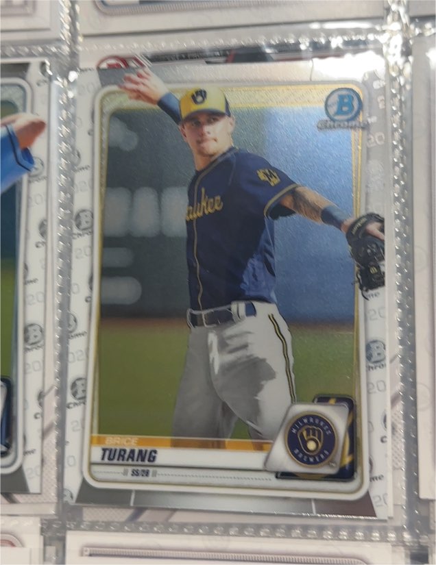 2020 Bowman Chrome #BCP-35 Brice Turang RC, Milwaukee Brewers — front