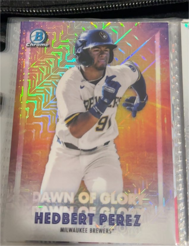 2021 Bowman Chrome Dawn of Glory Mojo Refractor #DG-18 Hedbert Perez — front