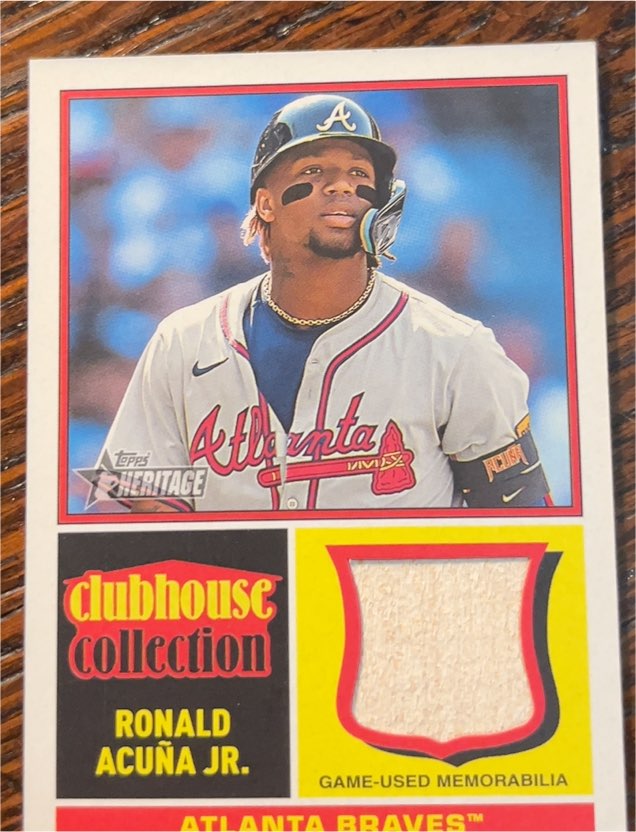 2025 Topps Heritage #CCR-RAC Ronald Acuna Jr Clubhouse Collection Bat Relic — front