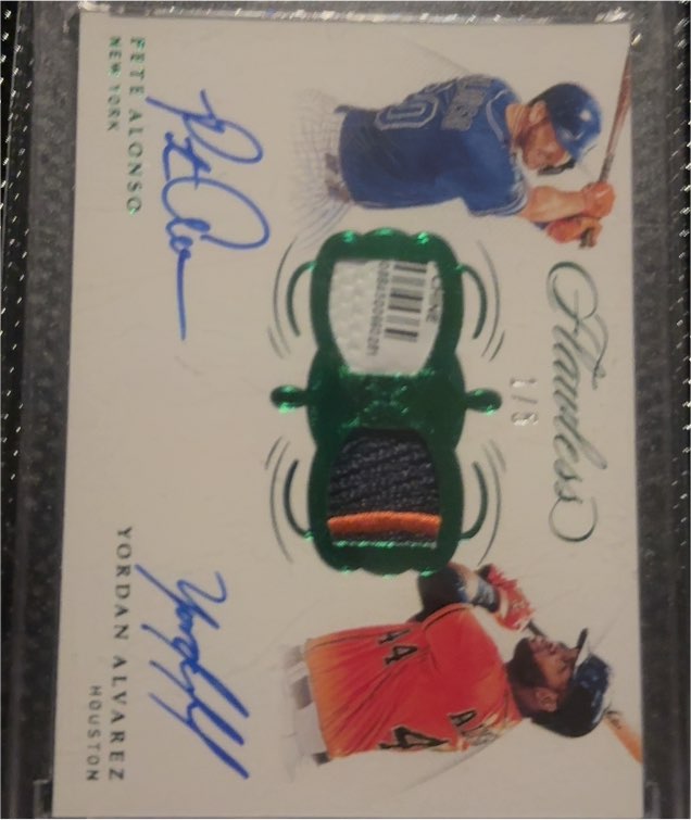 2020 Panini Flawless Dual Signature Patch #DSPAA Yordan Alvarez Aristides Aquino — front