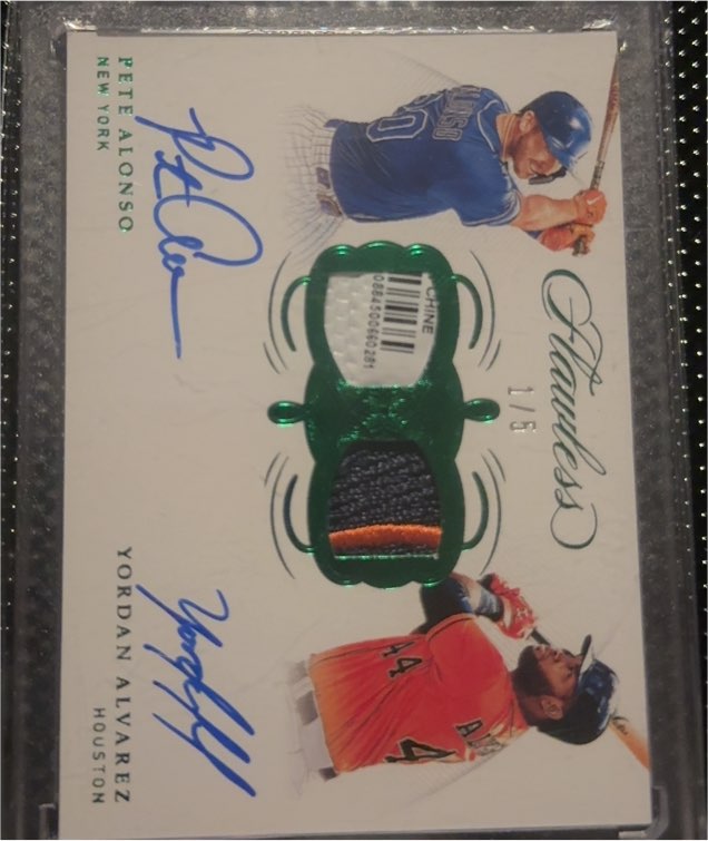 2020 Panini Flawless Dual Signature Patch #DSP-AA Pete Alonso/Yordan Alvarez — front