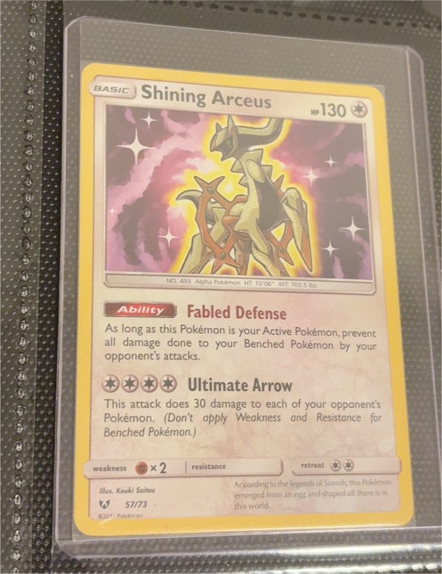 2017 Pokémon Sun & Moon Shining Legends #57 Shining Arceus — front