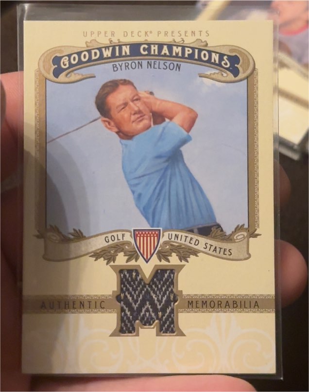 2012 Upper Deck Goodwin Champions Memorabilia #MBN Byron Nelson — front