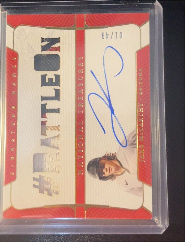 2022 Panini National Treasures Signature Names #/49 Jake McCarthy — front