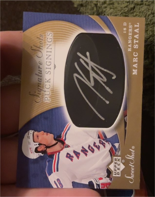 2007-08 Upper Deck Sweet Shot Signature Shots Puck Signings #18D Marc Staal — front