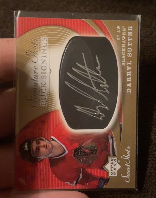 2007-08 Upper Deck Sweet Shot Signature Shots Puck Signings #SSP-DS Darryl Sutter — front