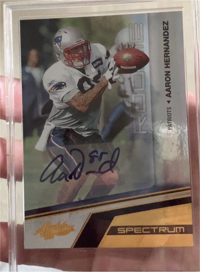 2010 Panini Absolute Memorabilia Spectrum Aaron Hernandez — front