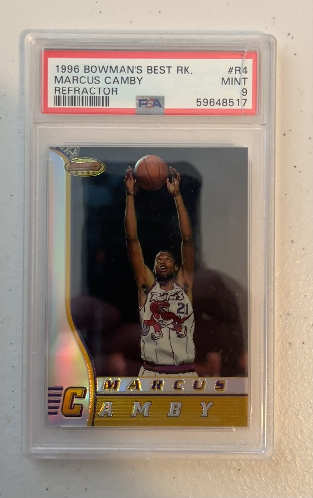 1996 Bowman's Best #R4 Marcus Camby Refractor — front