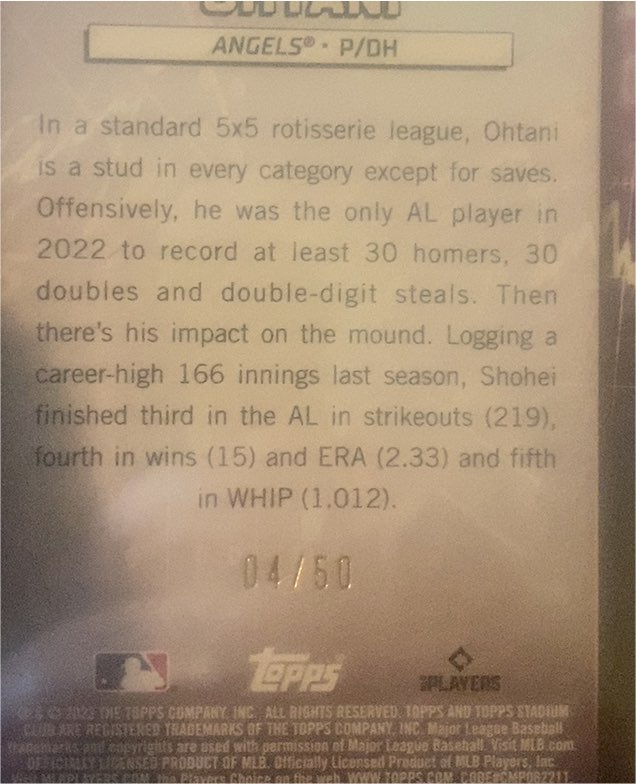 2023 Topps Shohei Ohtani #04/50 — front