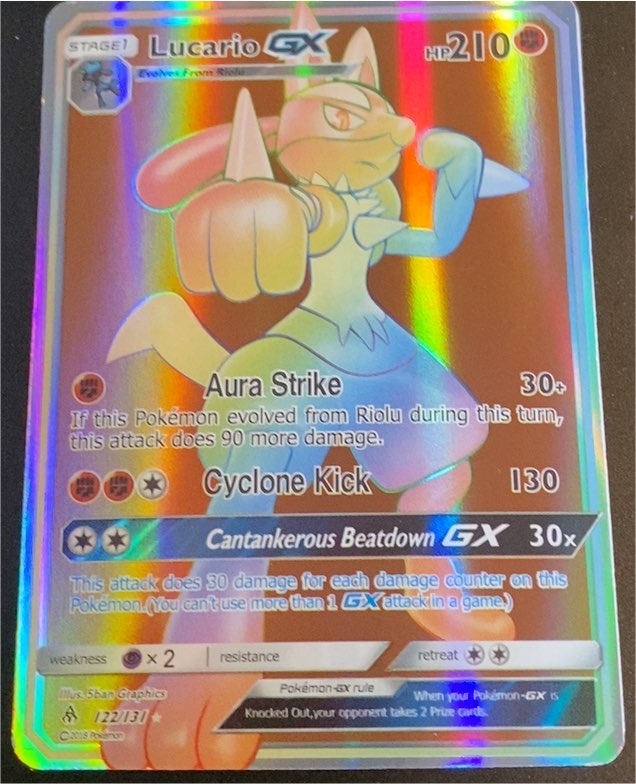 2018 Pokémon Forbidden Light #135/131 Lucario GX — front