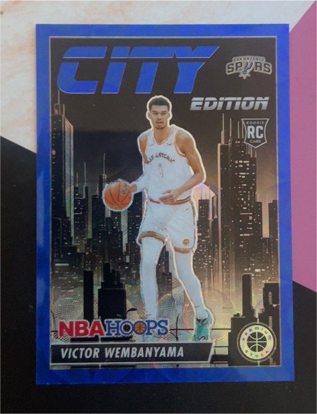 2023-24 Panini NBA Hoops Premium Stock #25 Victor Wembanyama City Edition Rookie Card — front