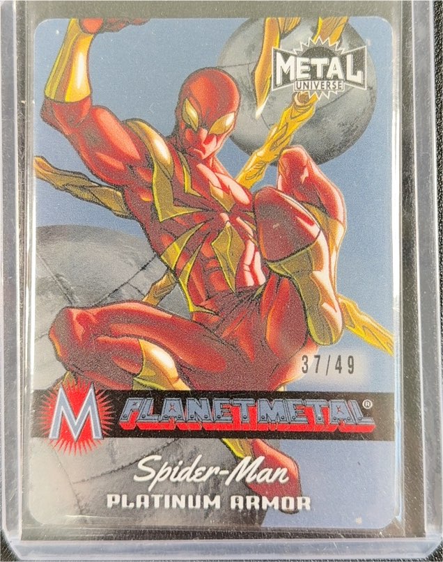 2024 SkyBox Marvel Metal Universe Avengers Platinum Armor Spider-Man #PM-2 — front