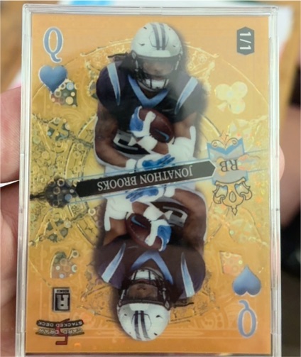 2024 Wild Card 5 Card Draw Jonathan Brooks Mirror Gold Q of Clubs RC Panthers — front