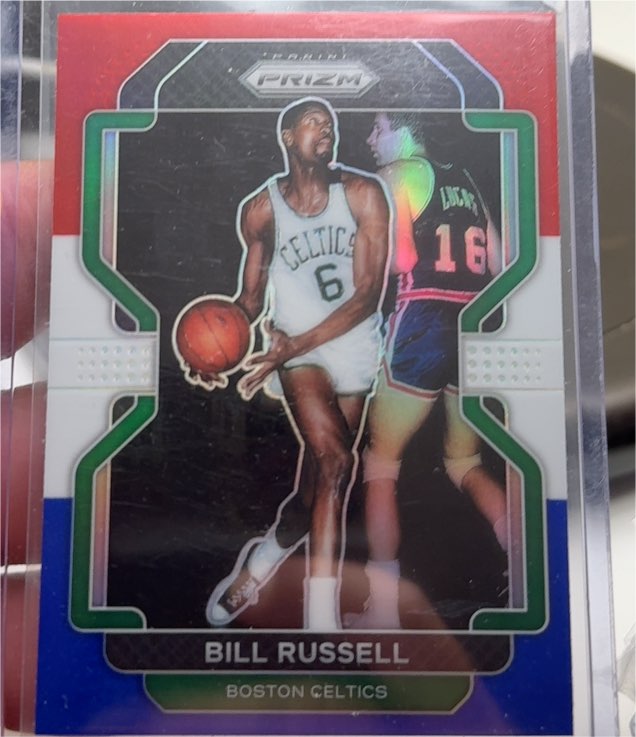 2021-22 Panini Prizm #254 Bill Russell Red White and Blue Boston Celtics — front