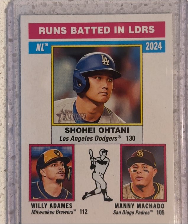 2025 Topps Heritage #195 NL Runs Batted In Leaders Shohei Ohtani — front