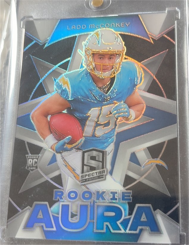 2024 Panini Spectra #RA-LMY Ladd McConkey Rookie Aura — front
