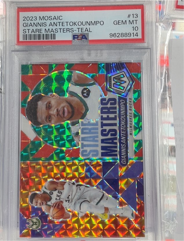 2023 Panini Mosaic #13 Giannis Antetokounmpo Stare Masters-Teal — front