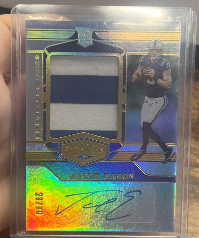 2020 Panini Plates & Patches Rookie Patch Auto #RPA-JA Jacob Eason — front