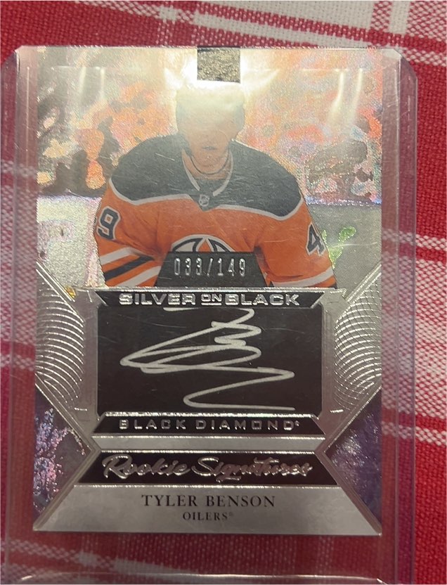 2020-21 Upper Deck Black Diamond Silver on Black Rookie Signature #SBRS-BE Tyler Benson — front