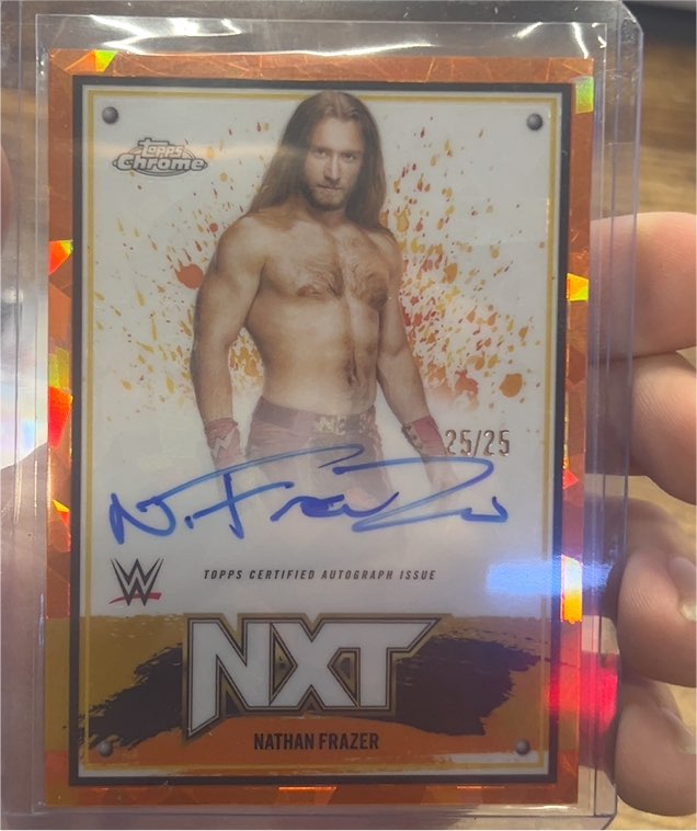2025 Topps Chrome WWE NXT #NXT-NFR Nathan Frazer Orange Geometric Refractor Autograph — front