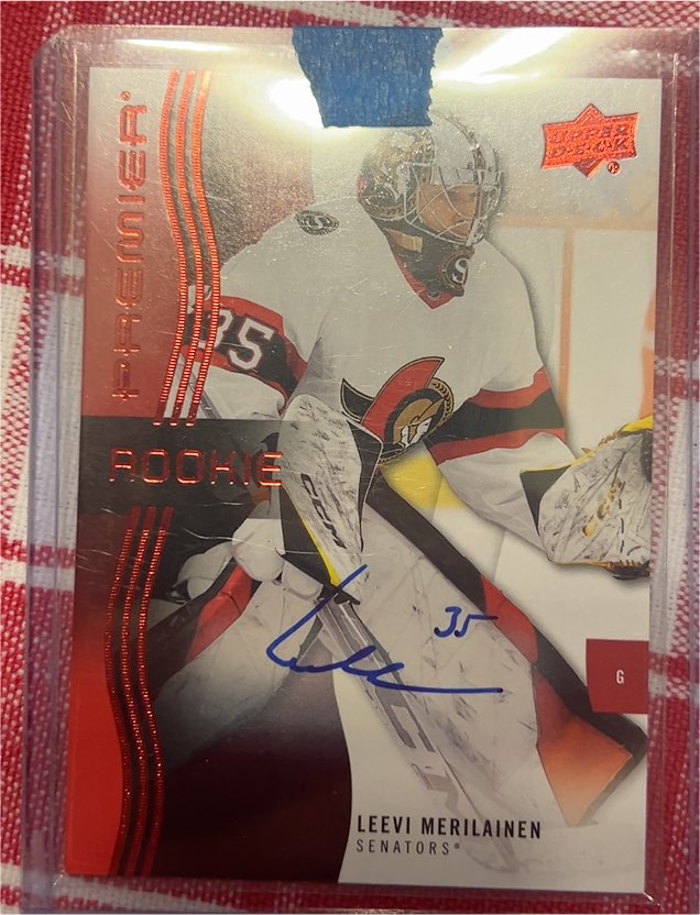 2023-24 Upper Deck Premier #125 Leevi Merilainen Rookie Auto — front