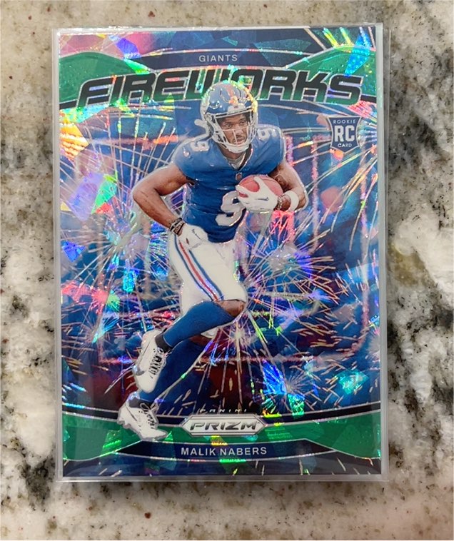 2024 Panini Prizm #21 Malik Nabers Fireworks Green Prizm Rookie — front