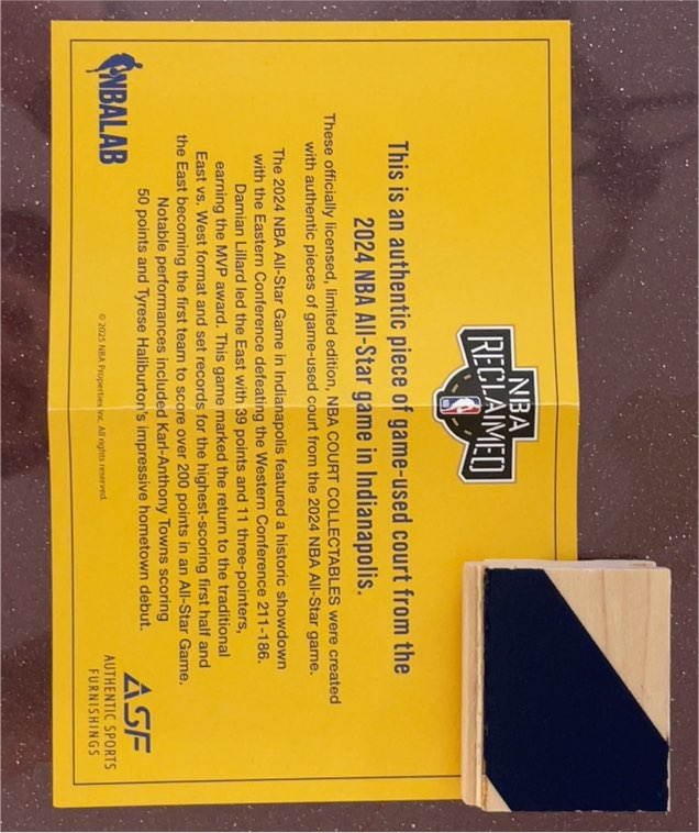 2024 NBA Reclaimed NBA Court Collectables Game-Used Court Floor Piece — front