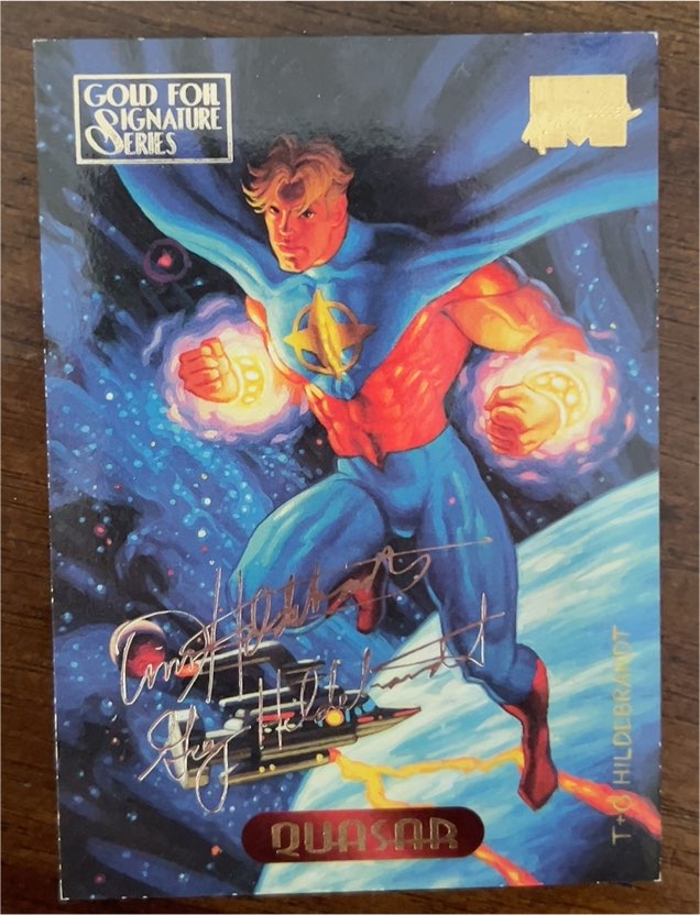 1994 Fleer Marvel Masterpieces Gold Foil Signature Series #96 Quasar — front
