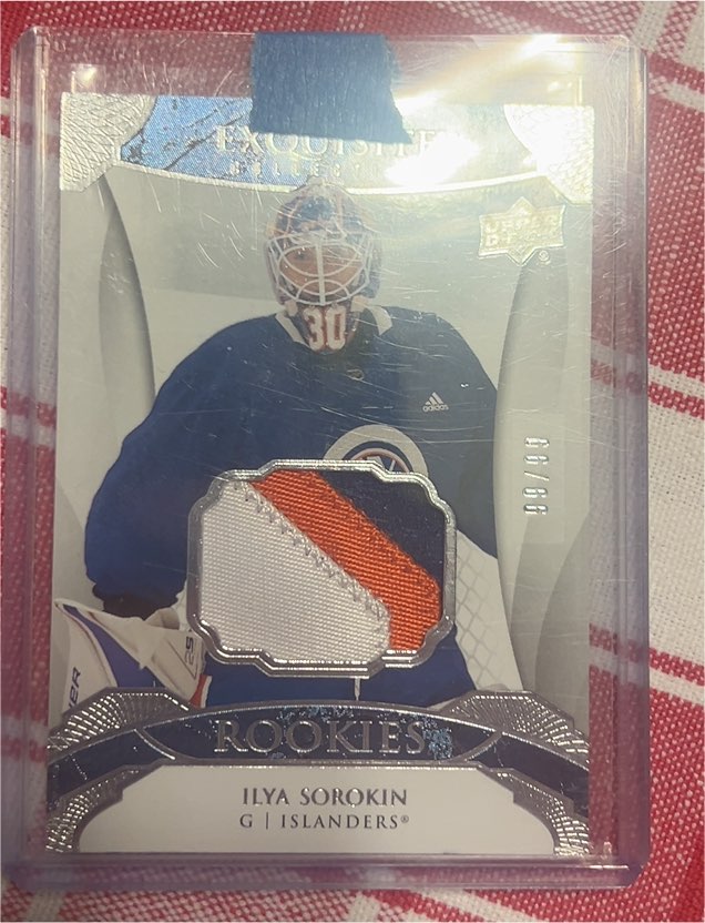 2020-21 Upper Deck Exquisite Collection #26 Ilya Sorokin Rookie Patch — front
