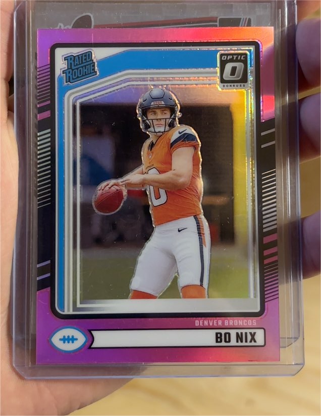 2024 Panini Donruss Optic Rated Rookie Preview Pink Prizm #369 Bo Nix — front