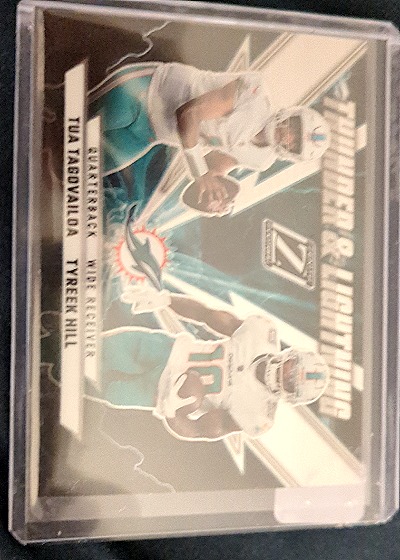 2022 Panini Zenith Thunder & Lightning Silver #TL-TUT Tua Tagovailoa Tyreek Hill — front