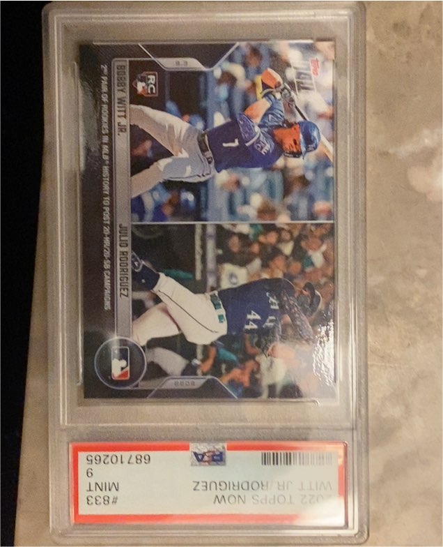 2022 Topps Now #833 Bobby Witt Jr / Julio Rodriguez Rookie — front