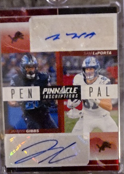 2023 Pinnacle Pen Pal Jahmyr Gibbs & Sam Laporta — front