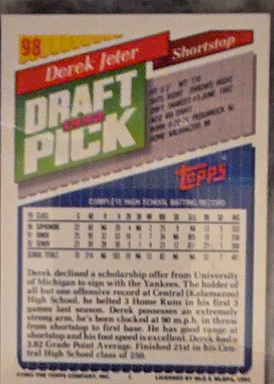 1993 Topps #98 Derek Jeter — front