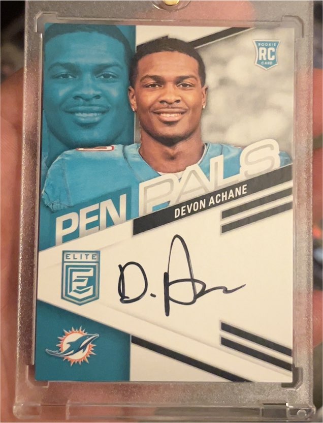 2023 Panini Donruss Elite #PPDAC Devon Achane Pen Pals — front