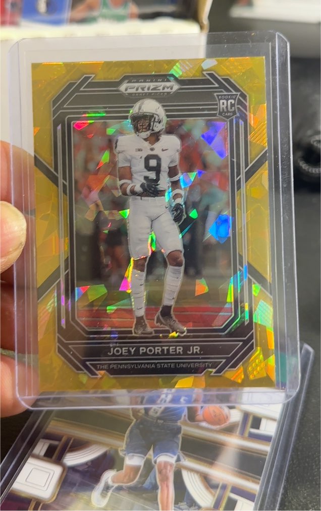 2023 Panini Prizm Draft Picks #175 Joey Porter Jr RC Rookie Gold Cracked Ice Prizm — front